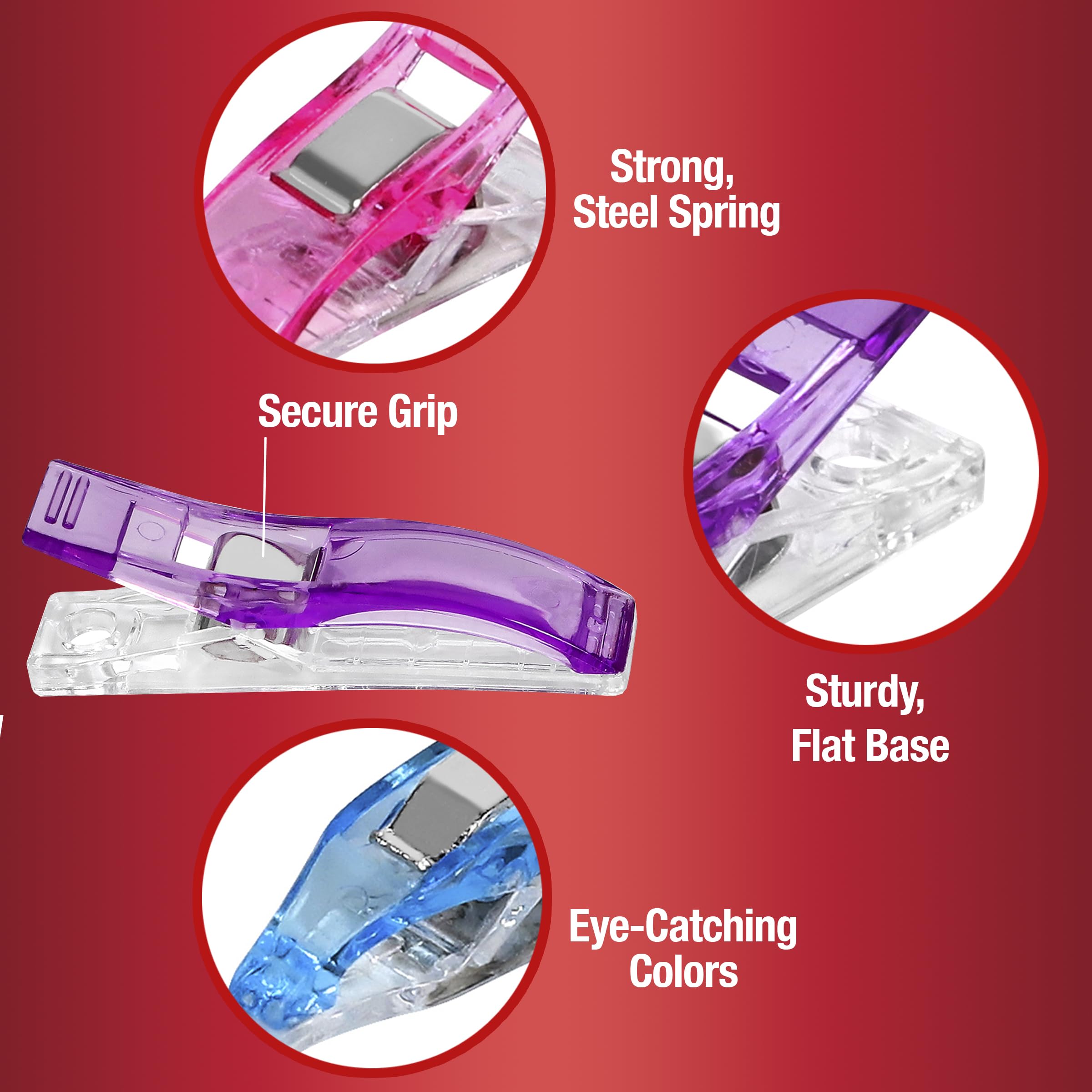 Buy now SINGER Sewing & Quilting Clips, 24ct - Large, Small & Mini Fabric Clips for Crafts - Assorted Color Quilt Clamps, Multi-Use Sewing Tool, Includes Storage Case at indiglob india