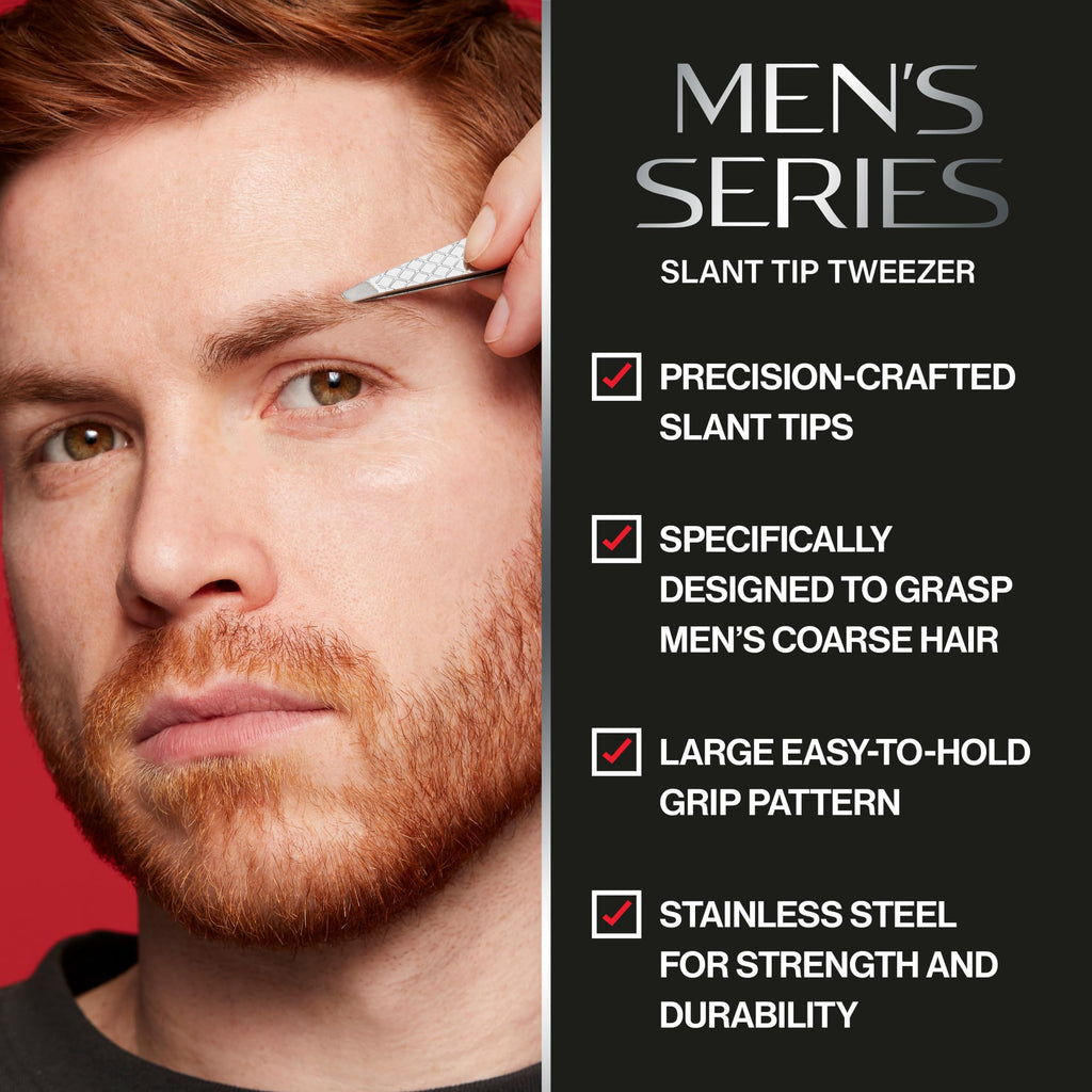 Buy now Revlon Slanted Tip Tweezers for Men, Ultra-Sharp for Precision Eyebrow Shaping and Facial Hair Removal, Larger Non-Slip Grip, Stainless Steel, 1 count at indiglob india