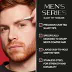 Buy now Revlon Slanted Tip Tweezers for Men, Ultra-Sharp for Precision Eyebrow Shaping and Facial Hair Removal, Larger Non-Slip Grip, Stainless Steel, 1 count at indiglob india