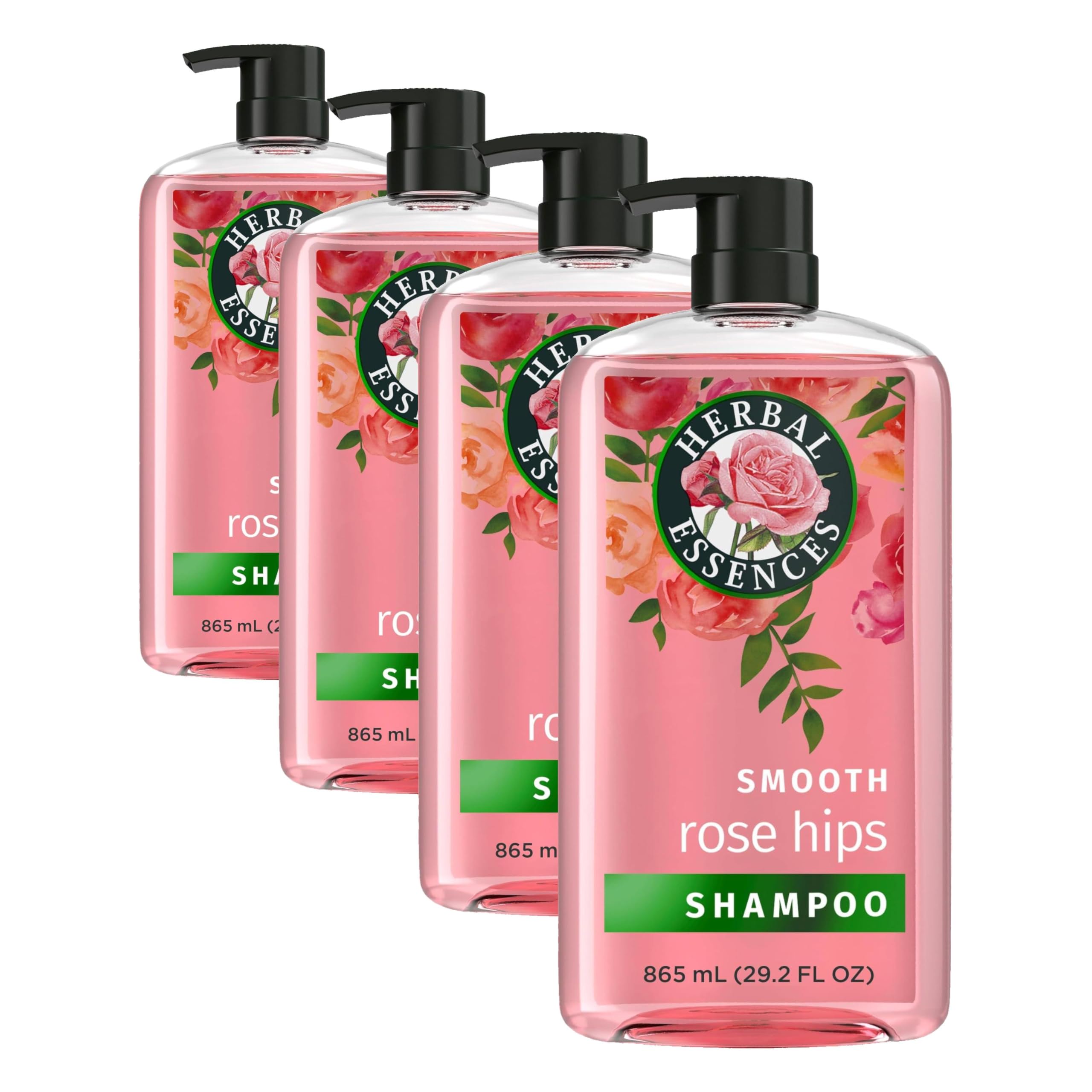 Herbal Essences Shampoo, Rose Hips - Smooth Collection, Shiny Hair with Vitamin E & Jojoba, Safe for Color Treated Hair, Floral Scent, Cruelty-Free, Dermatologist-Tested, 29.2 Fl Oz