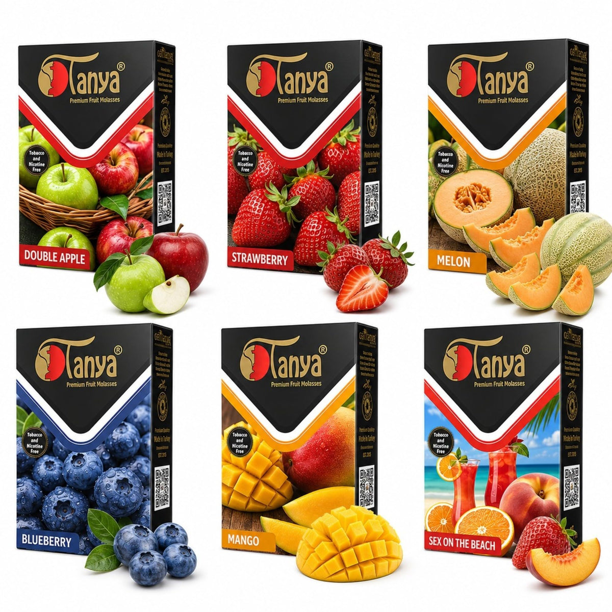 Fruit Mix Hookah Shisha Flavors, Premium Tobacco & Nicotine Free, Fruit Variety Pack, 50-Gram Packs (Pack of 6)