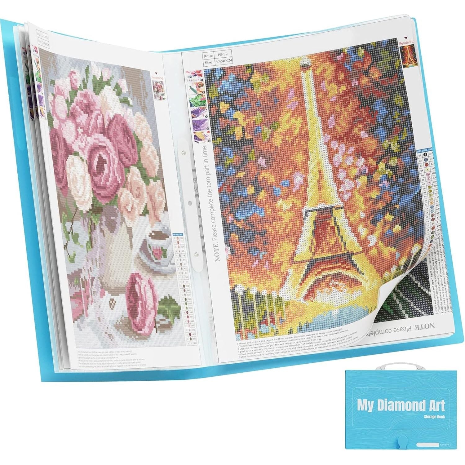 Buy now ARTDOT A2 Storage Book for Diamond Art Kits, Diamond Art Portfolio Folder with 30 Pocket Slevees Protectors (39.7 x 56cm) A2:22x16.4 inches at indiglob india