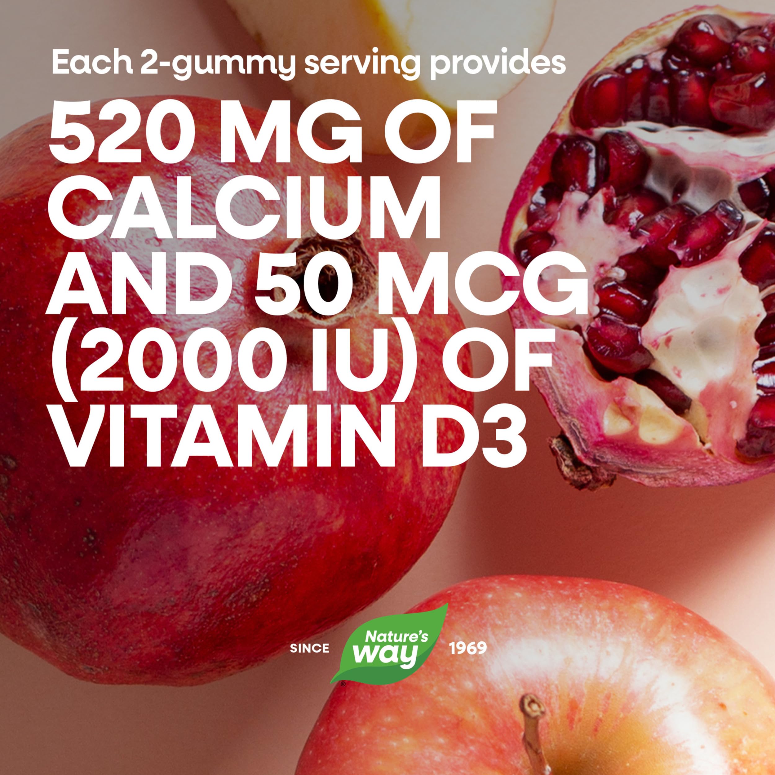 Nature’s Way Alive! Chewable Calcium Gummies with Vitamin D3, 60 ct | Daily Supplement Supports Healthy Bones and Teeth, and Muscle Function*, Strawberry and Raspberry-Lemonade Flavored