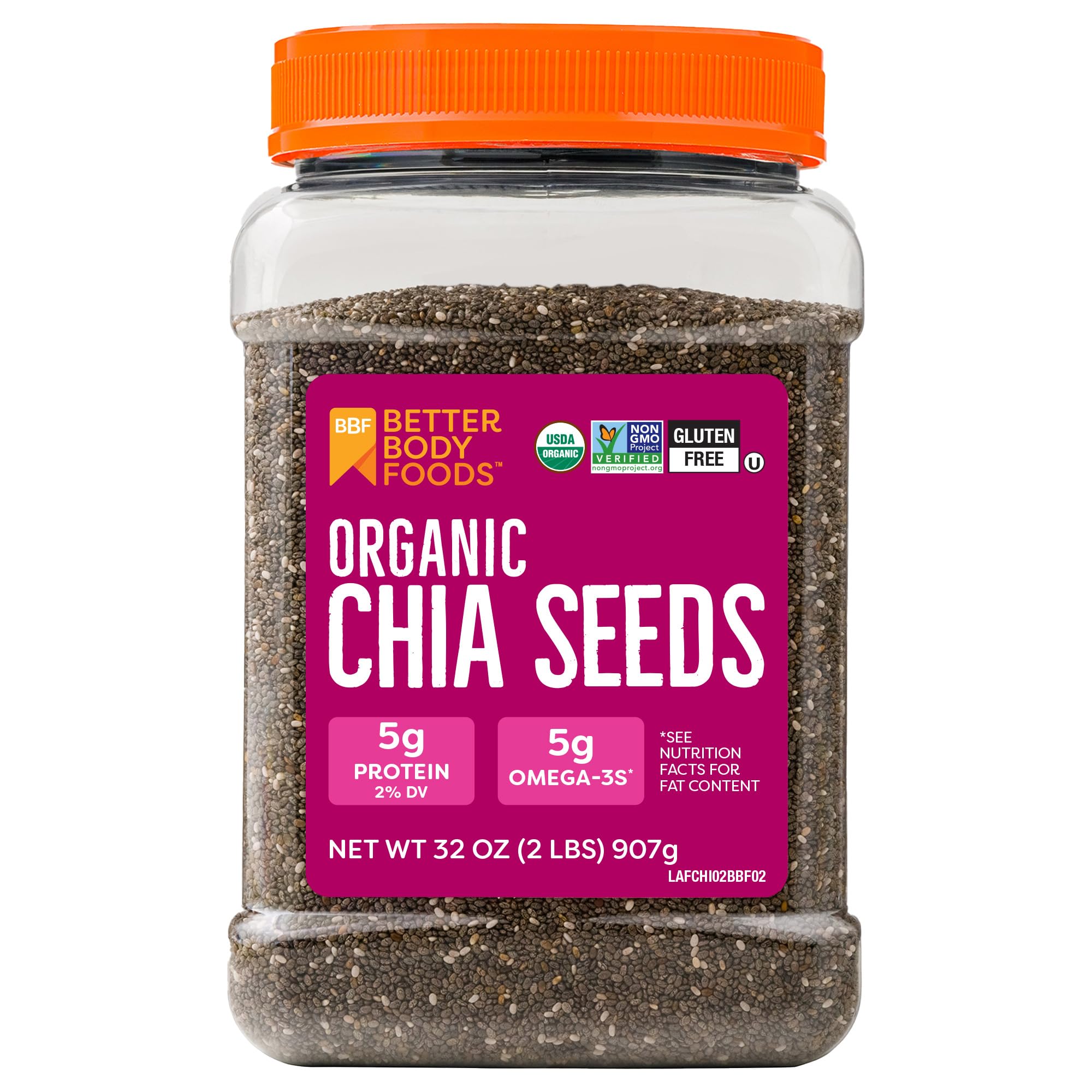 Buy now BetterBody Foods Organic Chia Seeds 2 lbs, 32 Oz, with Omega-3, Non-GMO, Gluten Free, Keto Diet Friendly, Vegan, Good Source of Fiber Chia 2 Pound at indiglob india