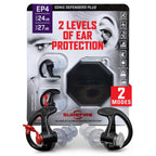SureFire EP4 Sonic Defenders Plus Filtered Earplugs, Triple flanged Design, Reusable, Black, Medium