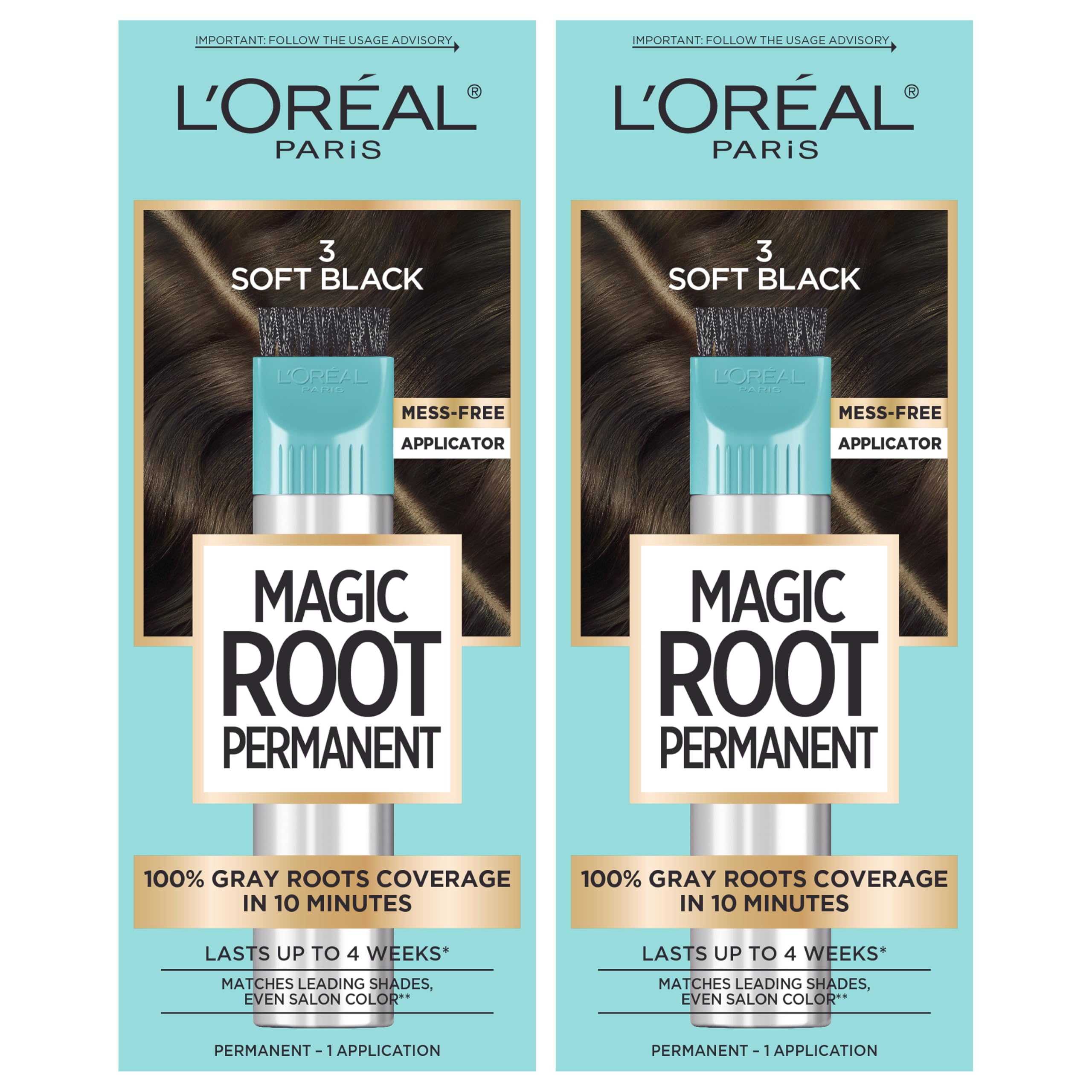 Buy now L'Oreal Paris Magic Root Rescue 10 Minute Root Hair Coloring Kit, Permanent Hair Color with Quick Precision Applicator, 100 percent Gray Coverage, 4 Dark Brown, 2 count at indiglob india