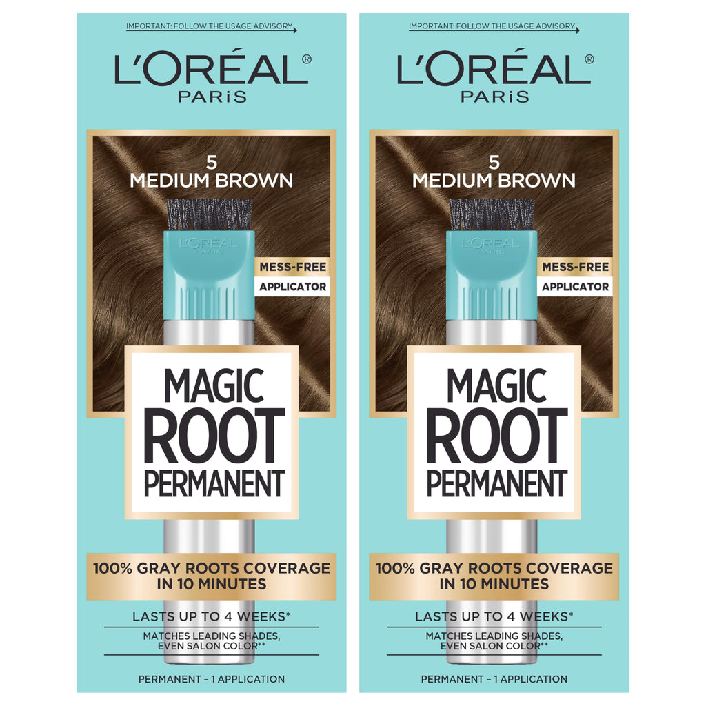 Buy now L'Oreal Paris Magic Root Rescue 10 Minute Root Hair Coloring Kit, Permanent Hair Color with Quick Precision Applicator, 100 percent Gray Coverage, 4 Dark Brown, 2 count at indiglob india