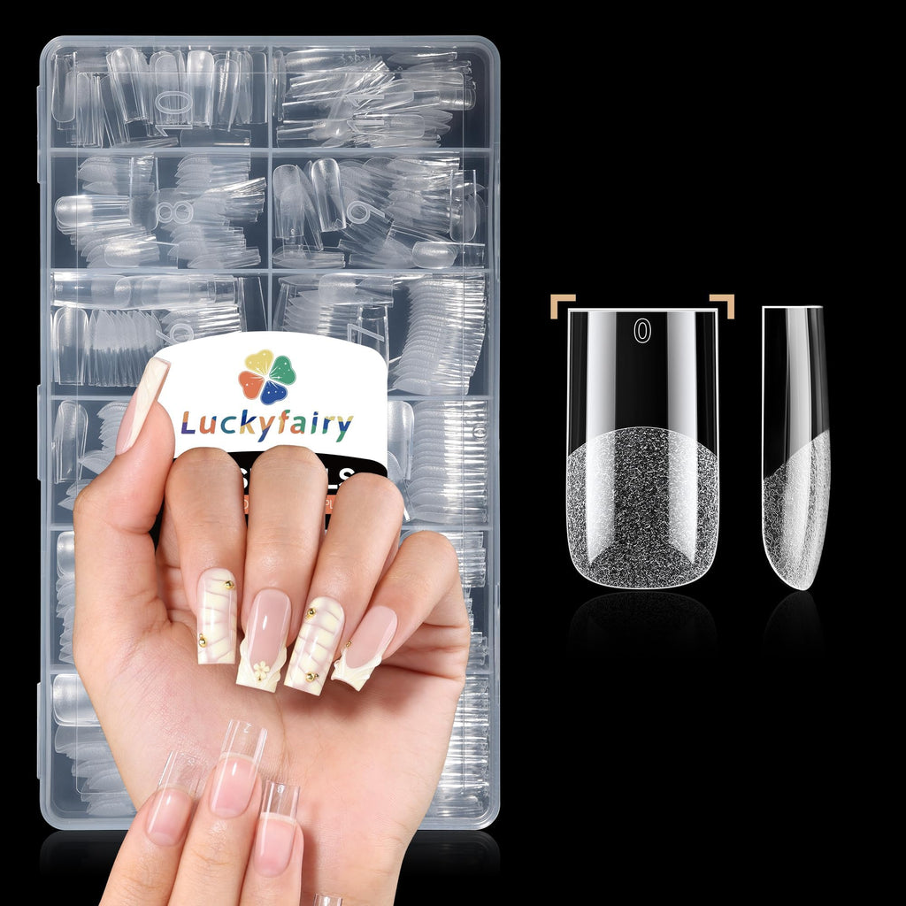 Luckyfairy Half Cover Duck Nail Tips 504 Pcs Duck Press on Nails Clear Soft Gel Short Duck Nail Tips 11 Sizes Wide French False Nails for Acrylic Nails Professional for Y2K Art Salon