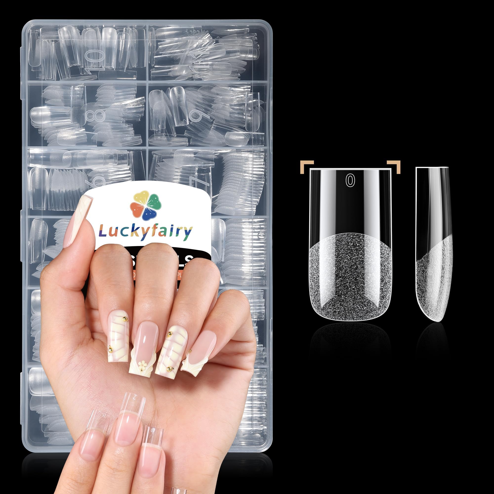 Luckyfairy Half Cover Duck Nail Tips 504 Pcs Duck Press on Nails Clear Soft Gel Short Duck Nail Tips 11 Sizes Wide French False Nails for Acrylic Nails Professional for Y2K Art Salon