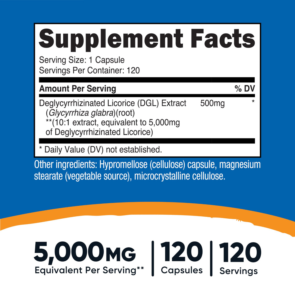 Nutricost DGL Extract 120 Capsules for 120 Servings Per Bottle, Gluten-Free