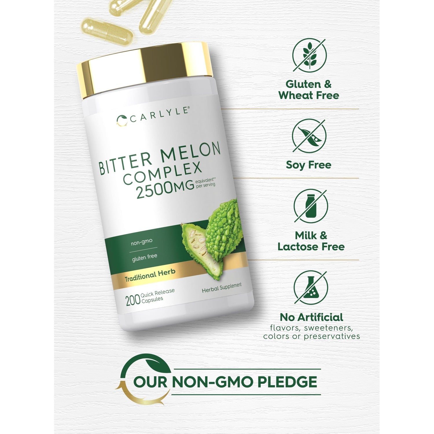 Carlyle Bitter Melon Complex | 200 Capsules | Traditional Herbal Extract Supplement | Non-GMO & Gluten Free