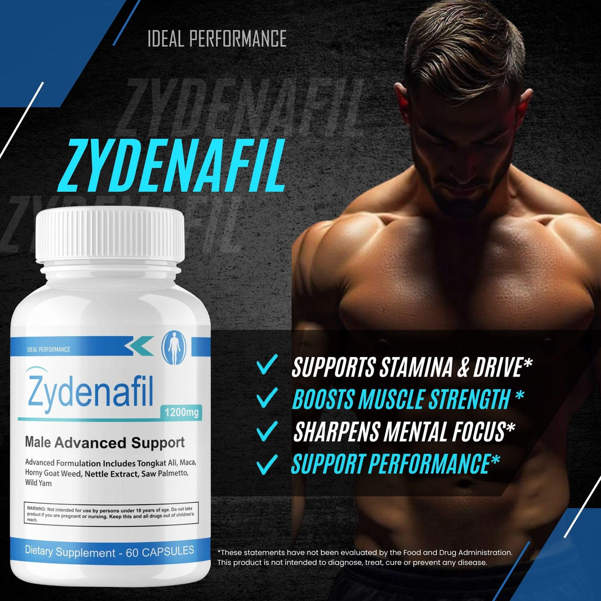 Zydenafil Pills for Men Advanced Formula - Zydenafil Capsules - Zydenafil Male Pills - Zydenafil 1200mg for Maximum Strength with Tongkat Ali, Saw Palmetto, Horny Goat Weed Reviews (60 Capsules)