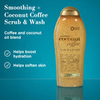 OGX Smoothing + Coconut Coffee Body Scrub, 19.5 fl oz | Infused with Arabica Coffee & Coconut Oil, Exfoliating, Hydrating Body Wash, Dry Skin, Paraben-Free, Sulfate-Free Surfactants