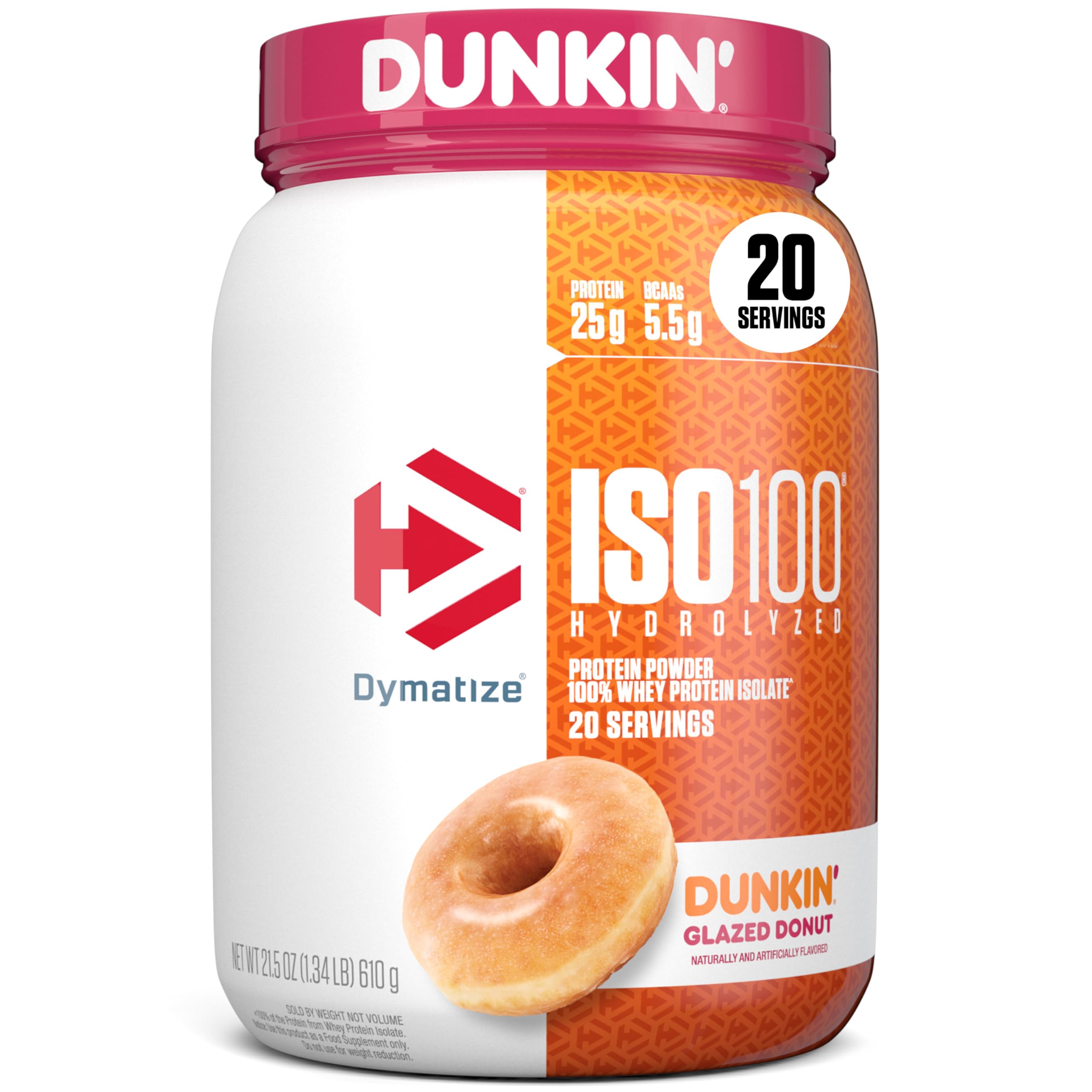 Buy now Dymatize ISO100 Whey Protein Powder Isolate, Gourmet Chocolate, 25g of Protein, 5 Pound, 5.5g BCAAs, Less Than 120 Cal., Gluten Free, 1g Fat, 1g Sugar, 2g Carb (71 Servings) Dunkin' Glazed Donut 1.34 Pound (Pack of 1) at indiglob india