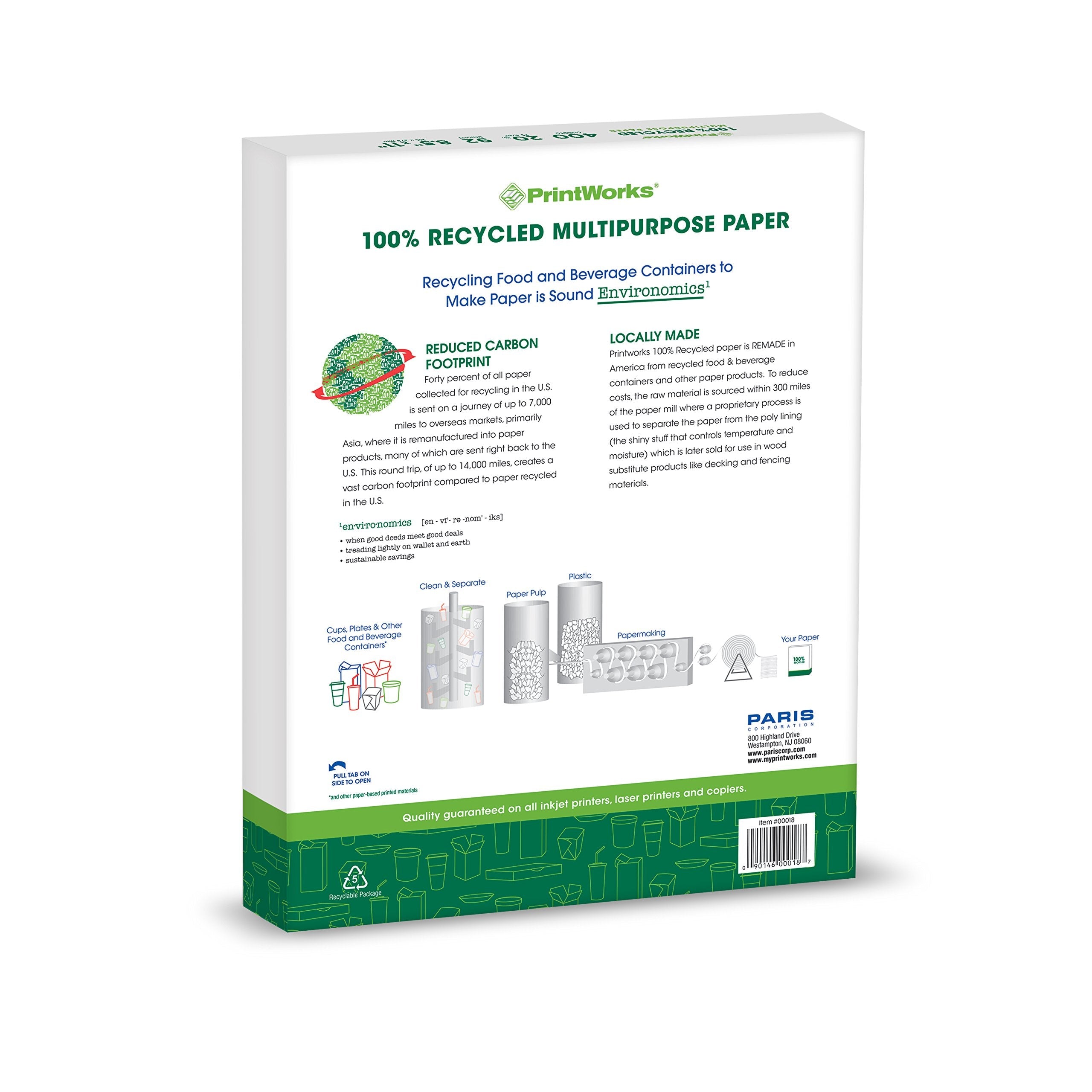 Buy now PrintWorks 100% Recycled Printer Paper 8.5" x 11" White - 20 lb Copy & Multipurpose Computer Paper - 1 Pack, 400 Sheets - Made in the USA - 92 Bright - Printer & Copier Compatible (00018) 1 Ream: 400 Sheets (Pack of 6) at indiglob india