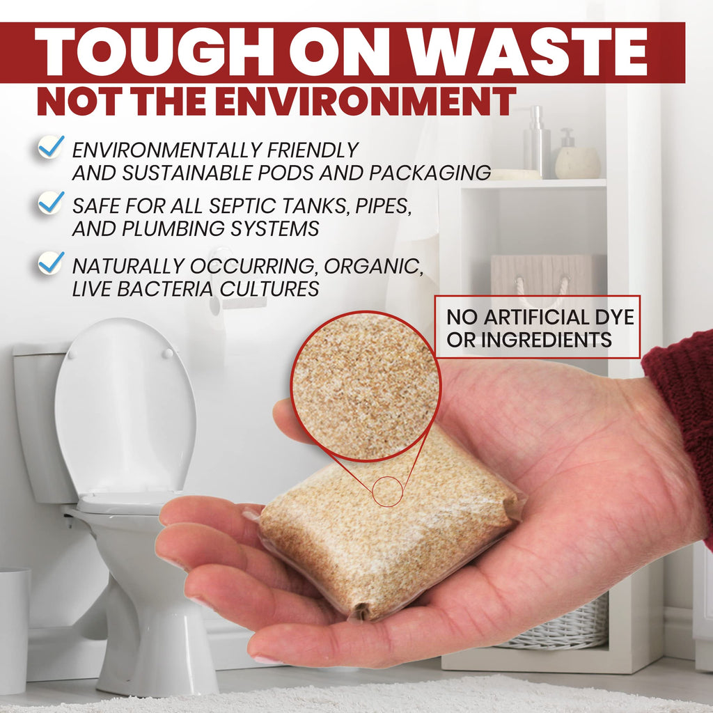 Septic Tank Treatment Pods, Enzyme & Live Bacteria, 12 Month Supply, 12 Ct