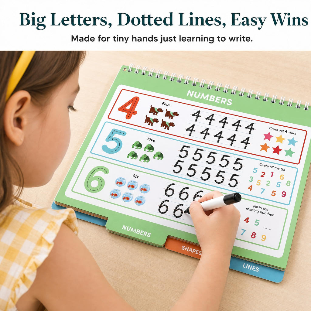 Fun Preschool Workbooks for Kids Age 3-5 - Reusable Dry Erase Tracing Books