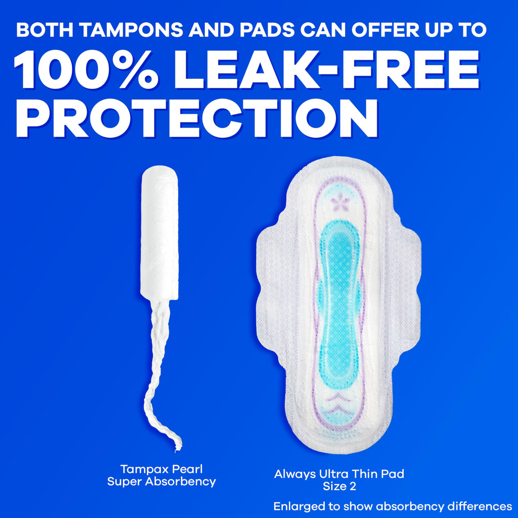 Tampax Pearl Tampons Multipack, with LeakGuard Braid, Super/Super Plus/Ultra Absorbency, Up to 100% Leak and Odor Free Protection, Unscented, 45 Count