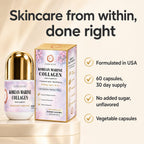Korean Marine Hydrolyzed Collagen Peptides Capsules, 600mg Type I & III Collagen with Hyaluronic Acid, Vitamin C & Red Ginseng, Collagen Pills for Women, Skin Hydration, Elasticity & Glow - 30 Days