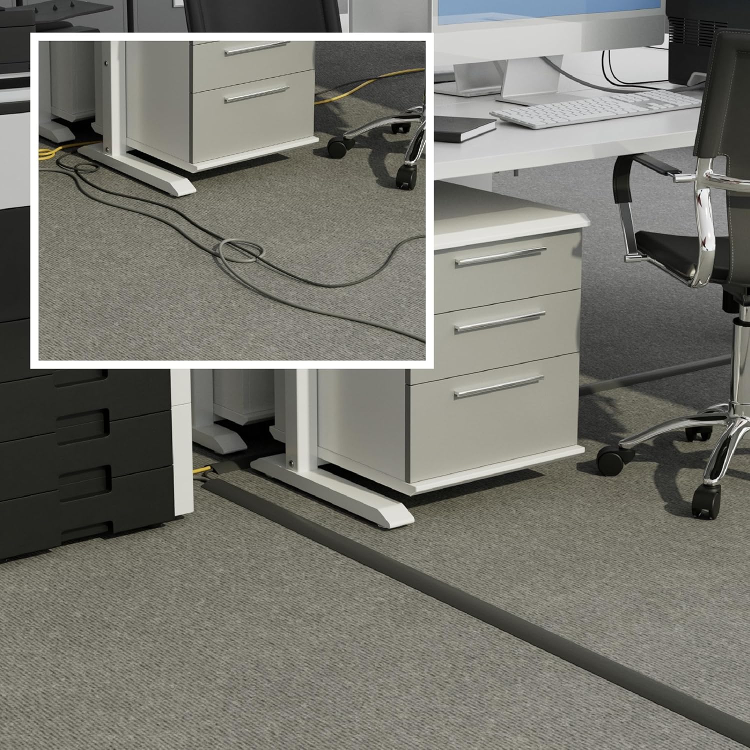 Buy now D-Line 6ft Floor Cord Cover, Cable Channel, Protect Cords, Prevent Trips - 0.63" W x 0.31" H - Gray at indiglob india
