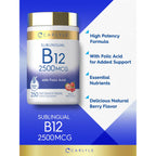 Carlyle Vitamin B12 Sublingual 2500 mcg | 250 Fast Dissolve Tablets