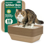 10-Pack Disposable Litter Box for Kitty Cats, Thick & Leak-Proof, Eco-Friendly Travel & Home Litter Pan, No-Scrub for Cats
