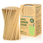 [300 Pack] Brown Paper Straws 7.75" Compostable Drinking Straws Disposable