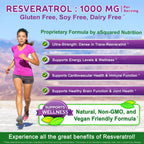 100% Natural Resveratrol Supplement - 1000mg Per Serving - 180 Capsules | Max Strength Antioxidant Polyphenols Complex - Trans-Resveratrol Pills for Heart Health - Pure Formula - 500mg Per Capsule