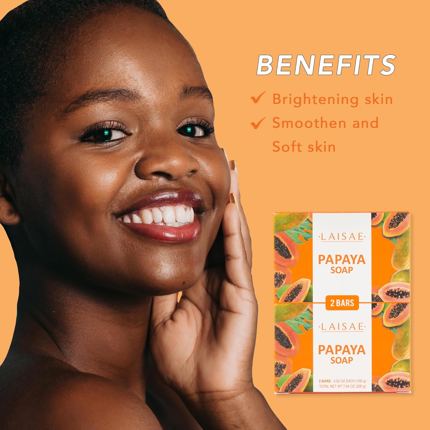 Buy now Papaya Exfoliating Soap, Hydrating Face Moisturizer with Niacinamide, Shea Butter and Aloe Vera, Even Skin Tone Body Cleansing Bar - Sensitive Skin Soap, Vegan, 3.52 oz (2 Bars) at indiglob india