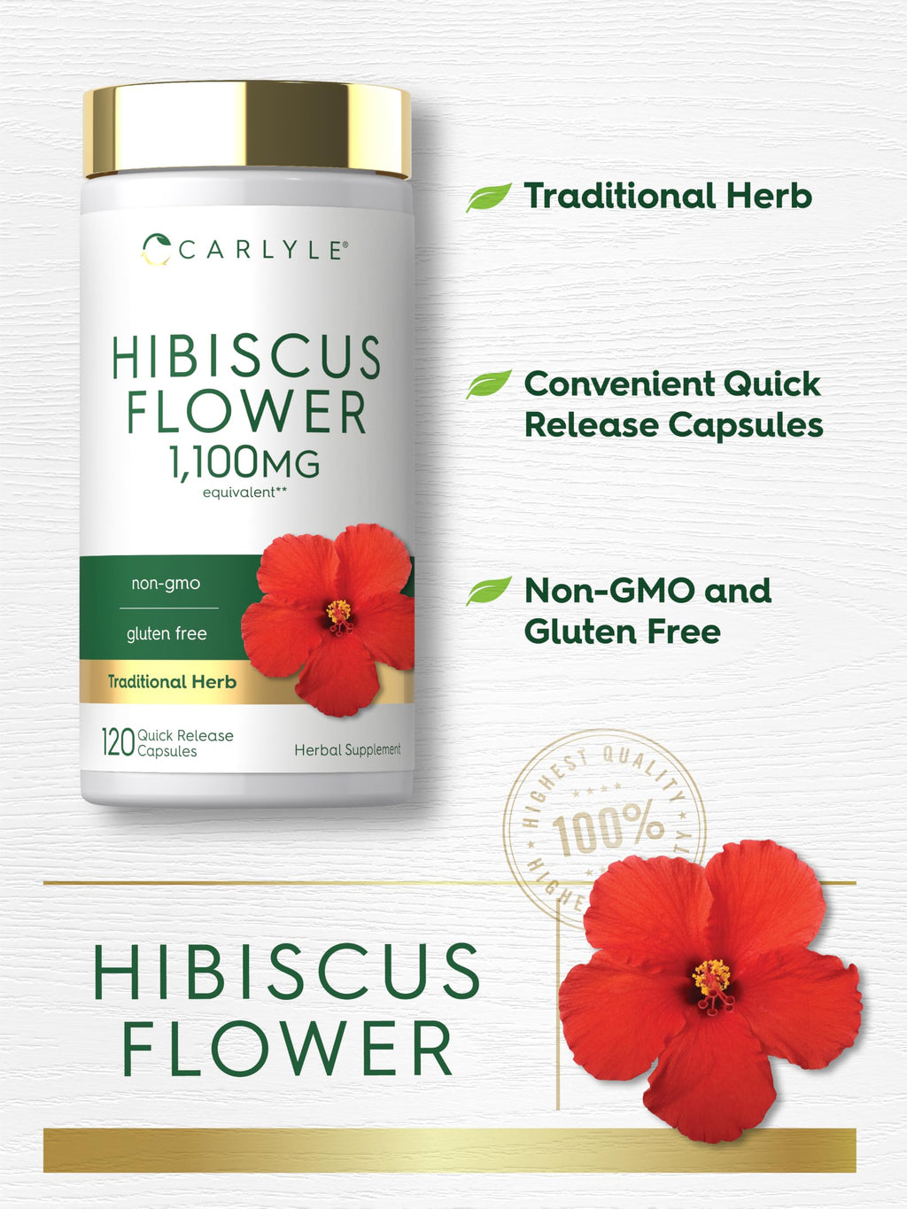 Carlyle Hibiscus Flower Extract | 120 Capsules