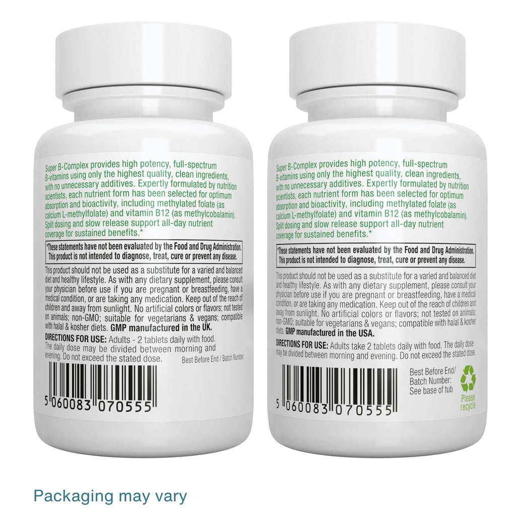 Igennus High Absorption Super B-Complex Methylated & Active B Vitamins | Sustained Release, Clean Label, Energy, Mood & Cognitive Performance, Methylfolate & Methyl B12, Lab Verified, 60 Tablets