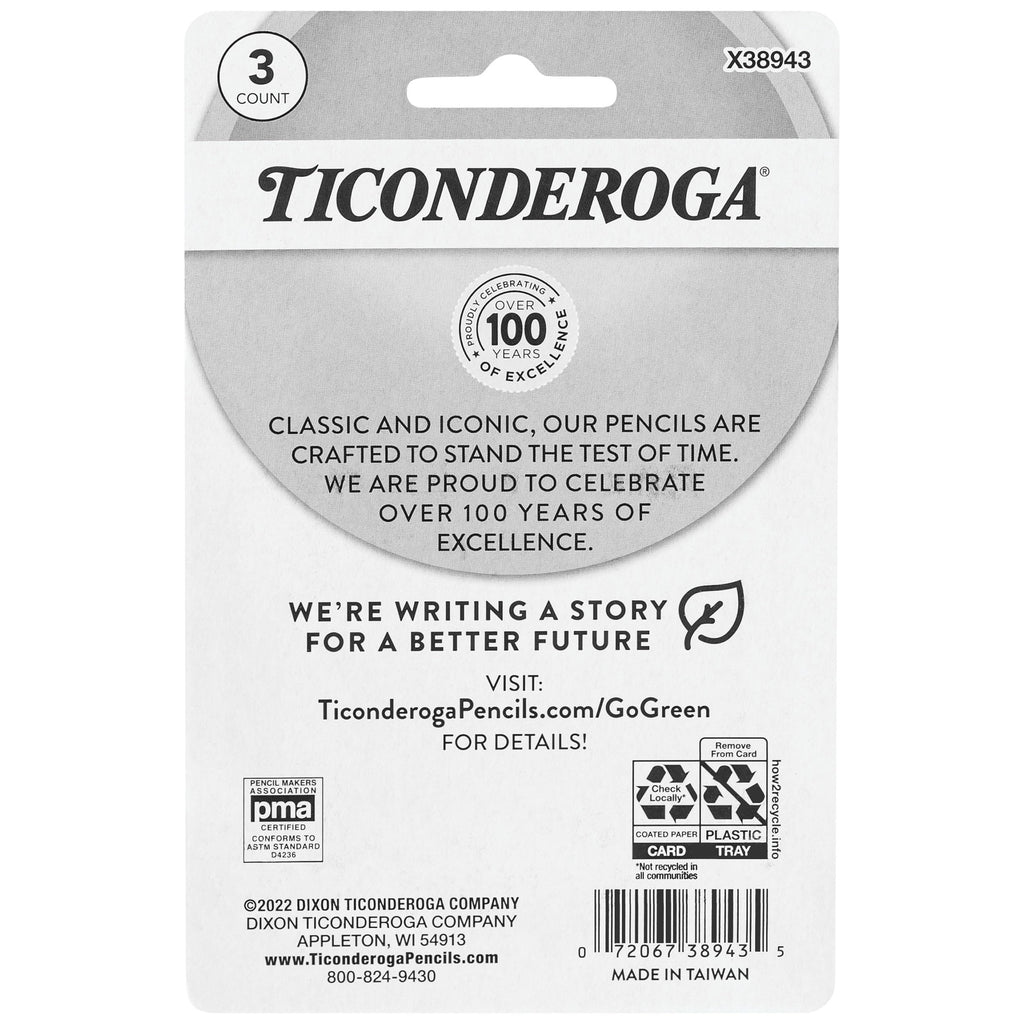Ticonderoga Wedge Erasers, Pink, 3 Count