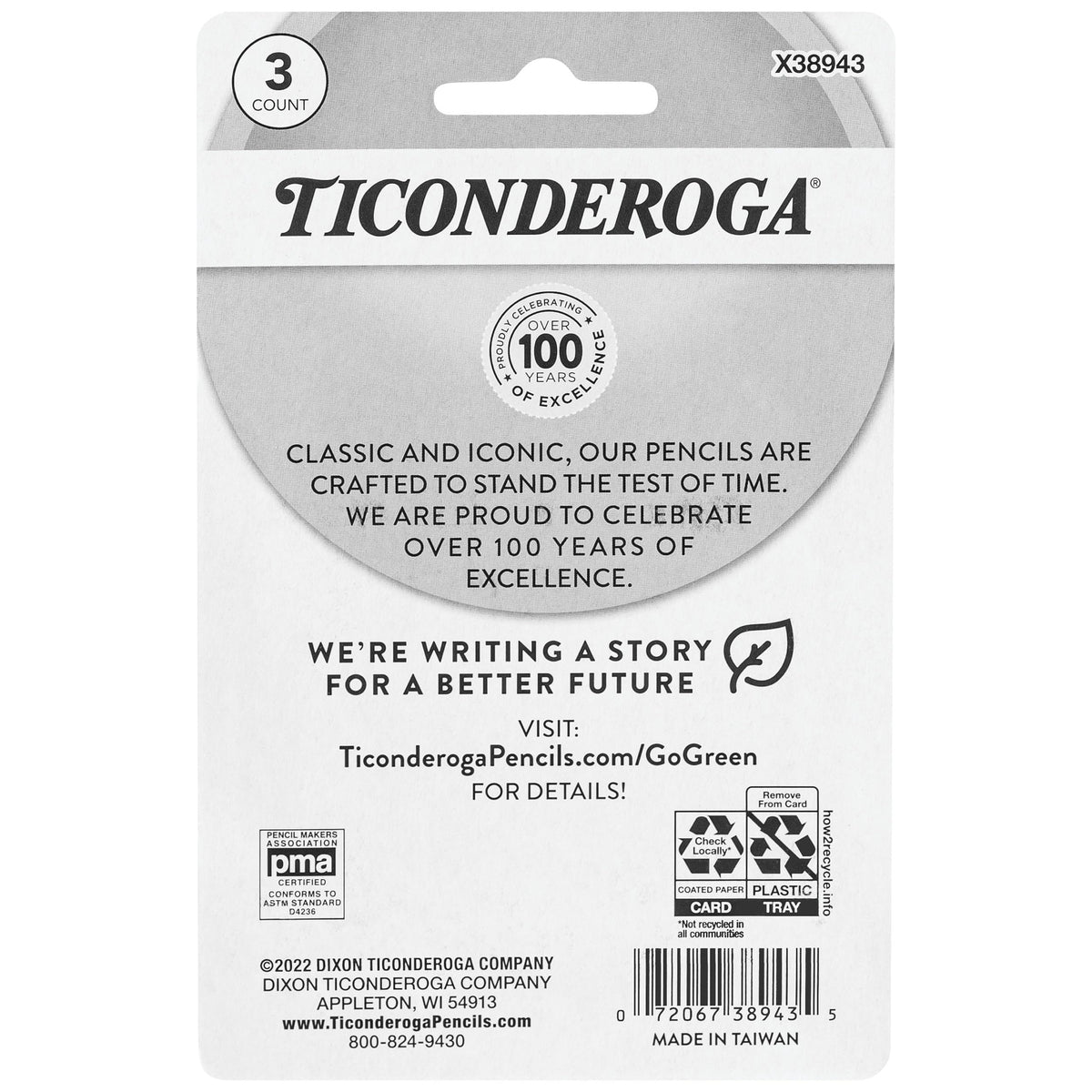Ticonderoga Wedge Erasers, Pink, 3 Count