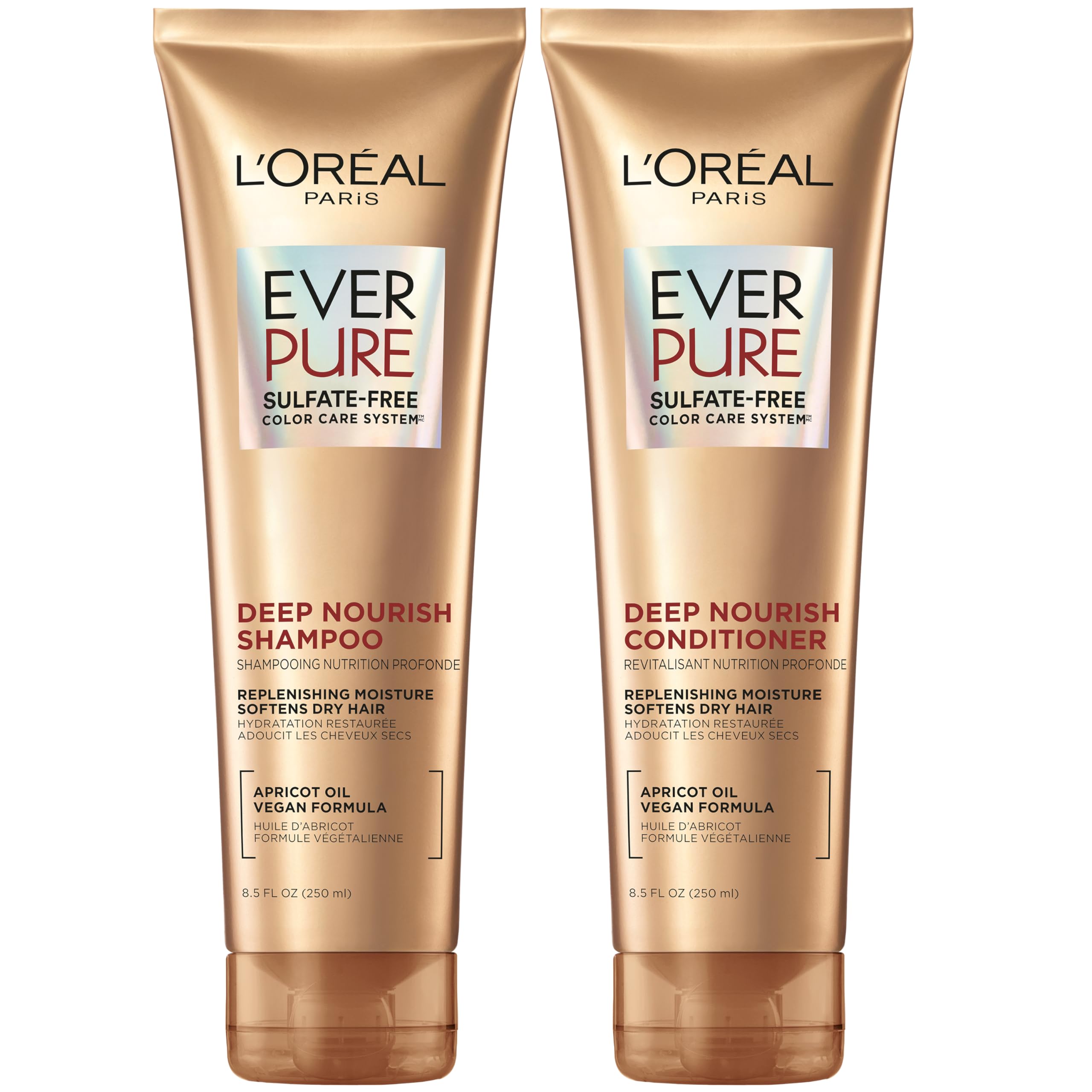Buy now L'Oreal Paris Shampoo, Sulfate Free, Triple Action Hydration for Dry Hair, EverPure, 8.5 Fl Oz (Packaging May Vary), Damaged, Color-Treated Hair, Apricot Oil Infused, Deep Nourish at indiglob india