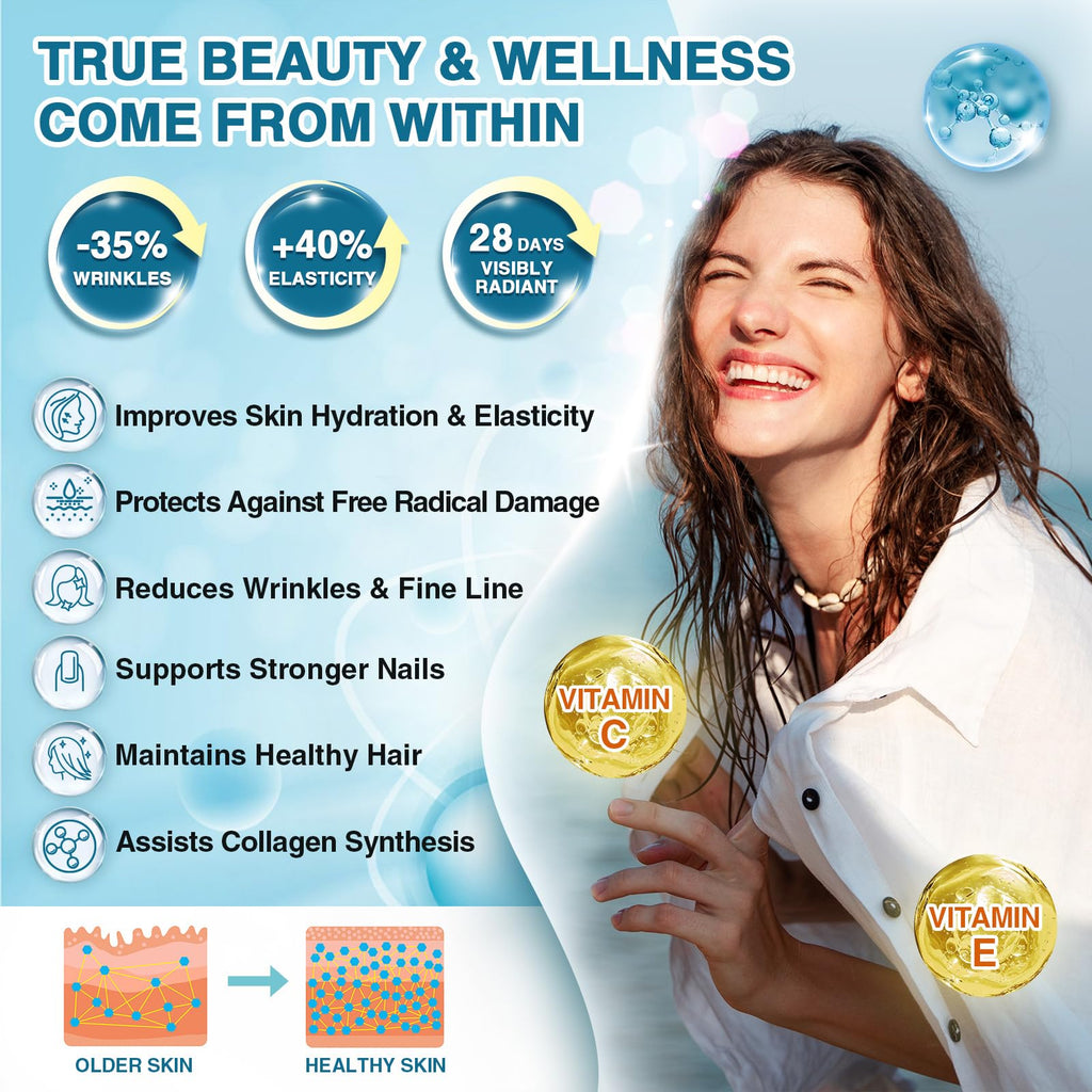 NATURE TARGET Marine Collagen Peptides Powder - Type I & III Collagen with Probiotics, Vitamin C & Hyaluronic Acid for Skin, Hair, Nails, Wild-Caught Fish & Grass-Fed Bovine, 35 Servings (Pack of 2)