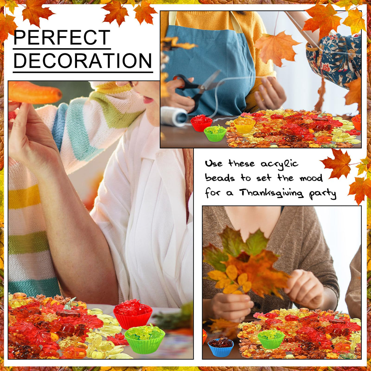 147 Pcs Fine Motor Toys Counting Sorting Fall Decorations, Sensory Bin Filler, 135 Acrylic Fall Leaves Pumpkin 4 Tweezers 2 Scissors Clips 5 Cups Storage Box for Fall, Autumn Thanksgiving Decor