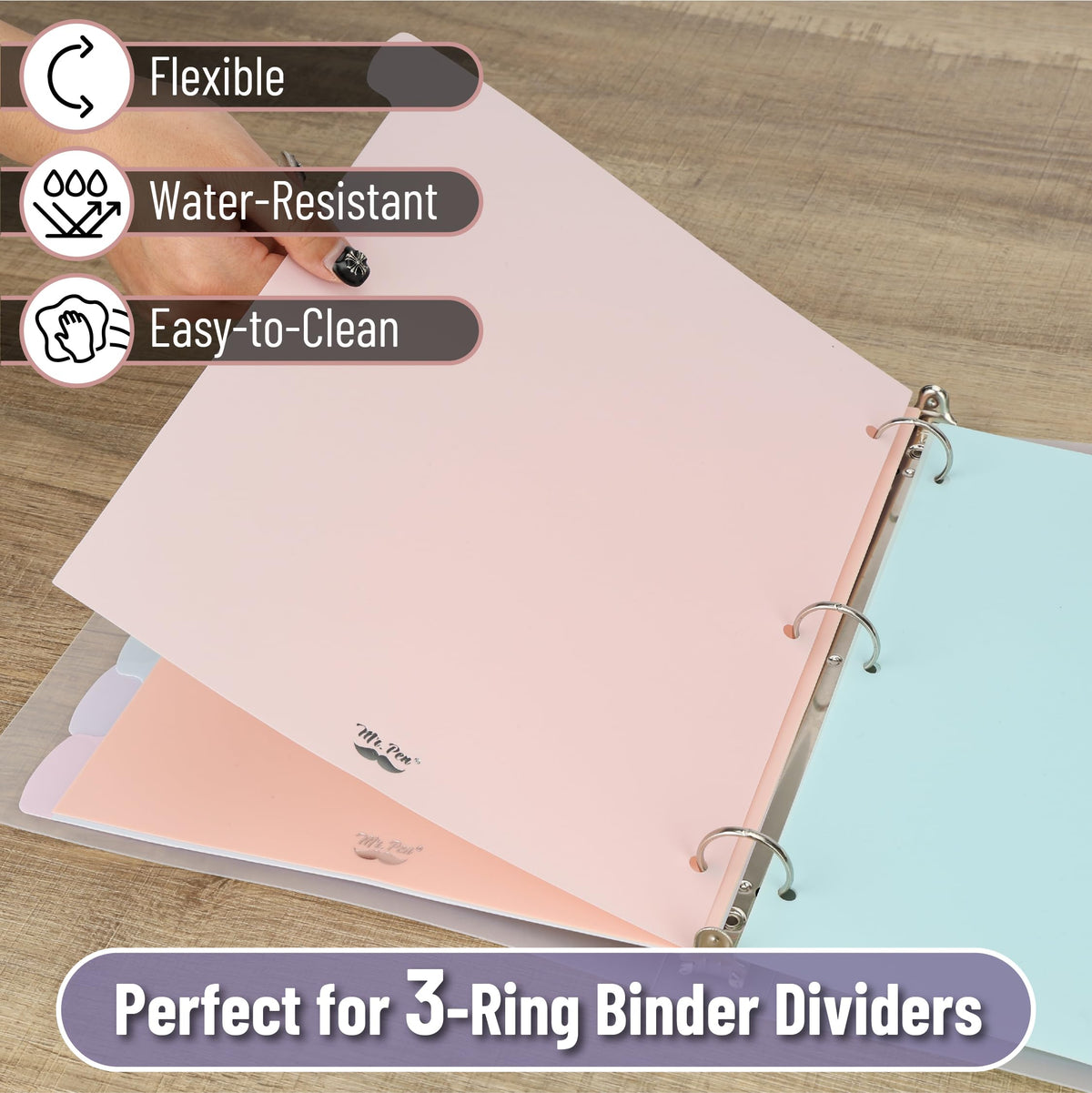 Mr. Pen- Large Write & Erase Tabs Dividers for 3 Ring Binder, 2 Sets