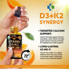 Vitamin D3 K2 USDA Organic Drops - Vitamin D3 10000 IU & K2 120mcg - 2 OZ | Immune & Mood Support, Bone & Teeth Health - Sugar-Free, Orange Flavor - Liquid Supplement for Men & Women - 60-Day Supply