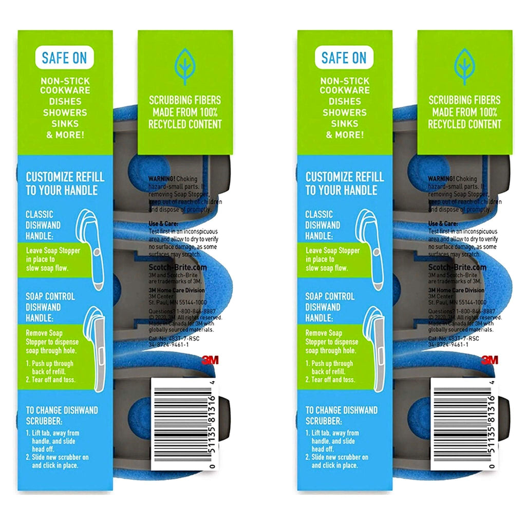 Multi Purpose Non Scratch Dish Wand Refills by Scotch Brite Blue 6 Pack