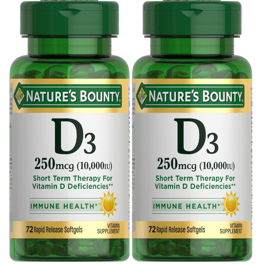 Nature's Bounty Vitamin D for Immune Support, 72 Softgels | Vitamin D Provides Immune Support and Promotes Healthy Bones, 10000IU