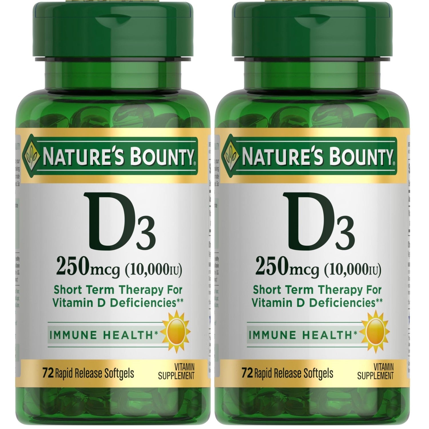 Nature's Bounty Vitamin D for Immune Support, 72 Softgels | Vitamin D Provides Immune Support and Promotes Healthy Bones, 10000IU