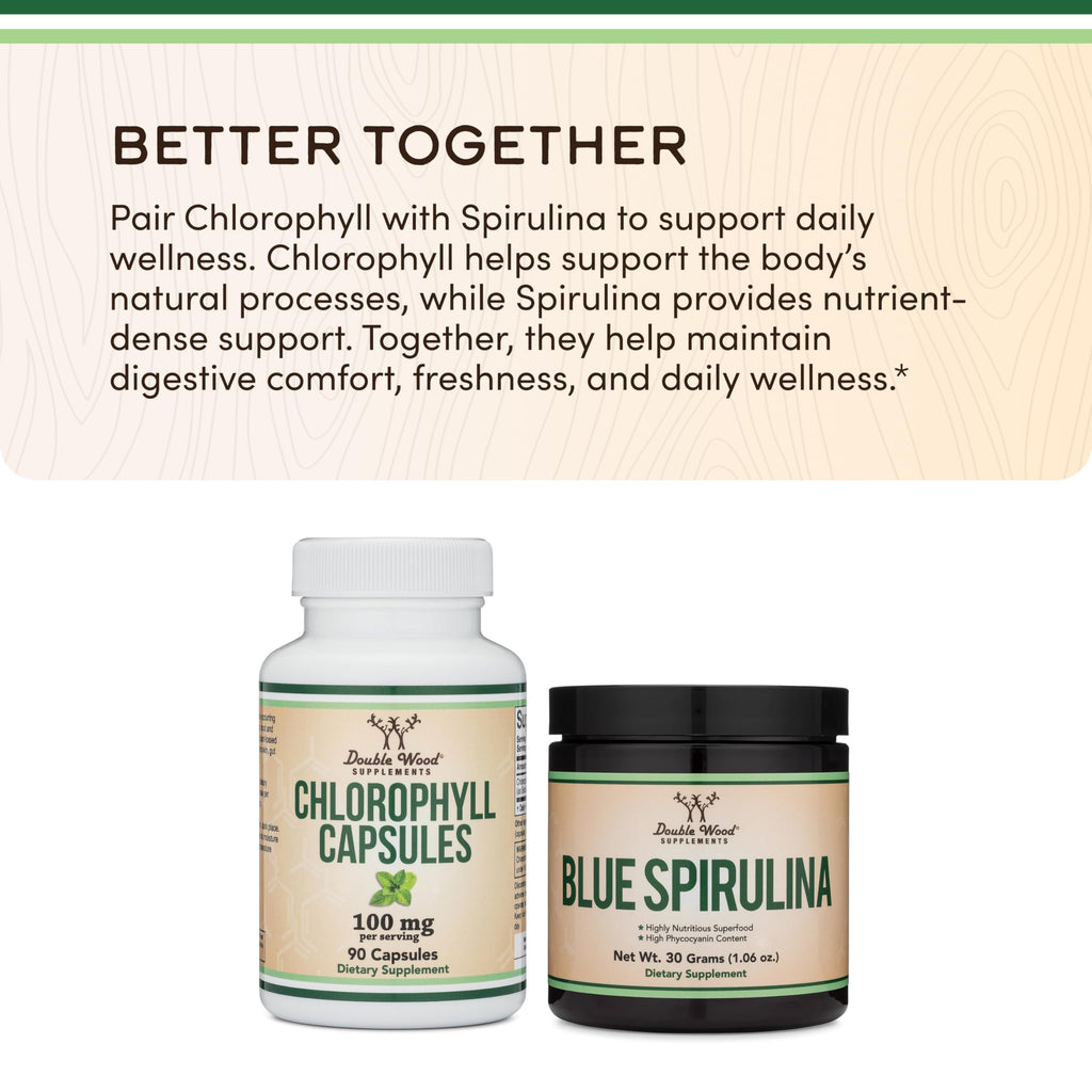 Chlorophyll 100mg, Supports Internal Freshness + Digestion, 90 Capsules
