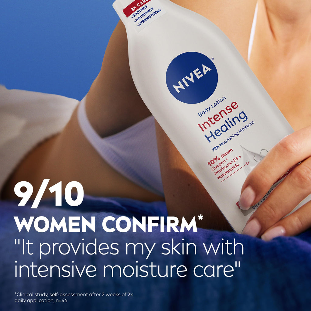 NIVEA Intense Healing Body Lotion, 72-Hour Moisturizing Lotion,16.9 FL OZ | Moisturizing Lotion with Glycerin, Provitamin B5 and Niacinamide, For Very Dry, Itchy Skin Relief, Dermatologically Tested