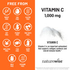 NatureWise Vitamin C 1000mg Capsules - Extra Strength Vegan Vitamin C for Daily Antioxidant & Immune Support - Non-GMO, USA Manufactured - 60 Capsules[60-Day Supply]