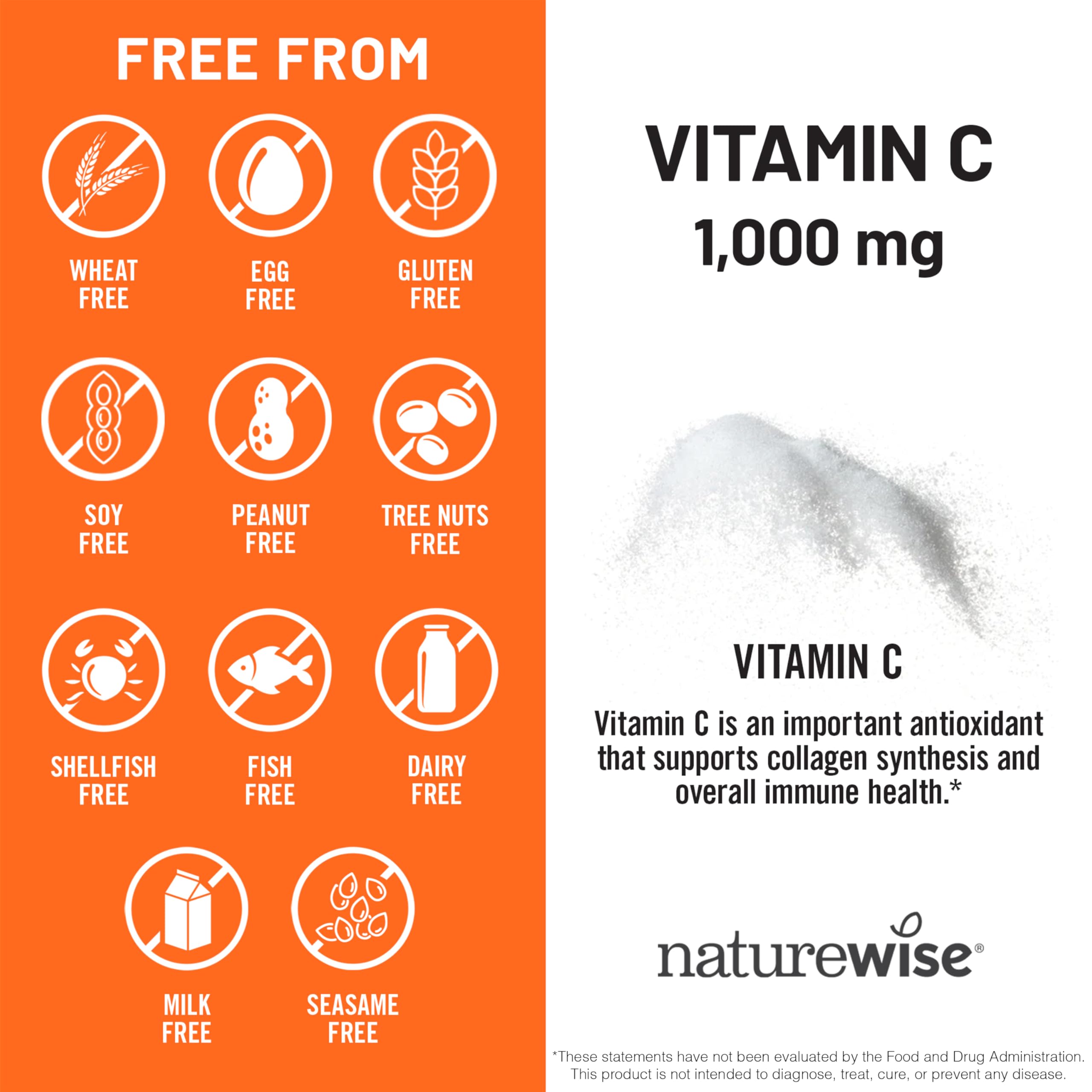 NatureWise Vitamin C 1000mg Capsules - Extra Strength Vegan Vitamin C for Daily Antioxidant & Immune Support - Non-GMO, USA Manufactured - 60 Capsules[60-Day Supply]