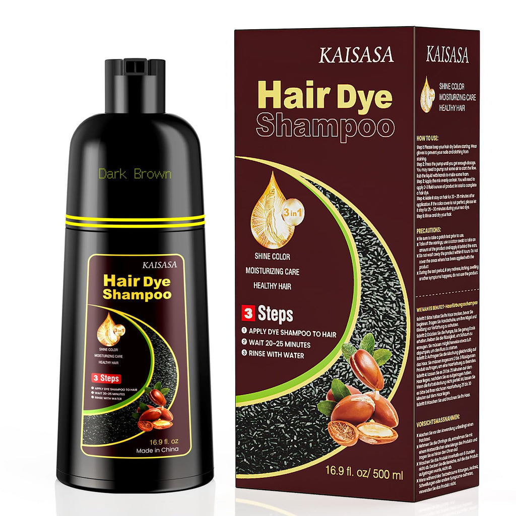 KAISASA Black Hair Dye Shampoo 3 in 1,Hair Color Shampoo for Women and Men | Hair Dye Shampoo Covers Gray Hair