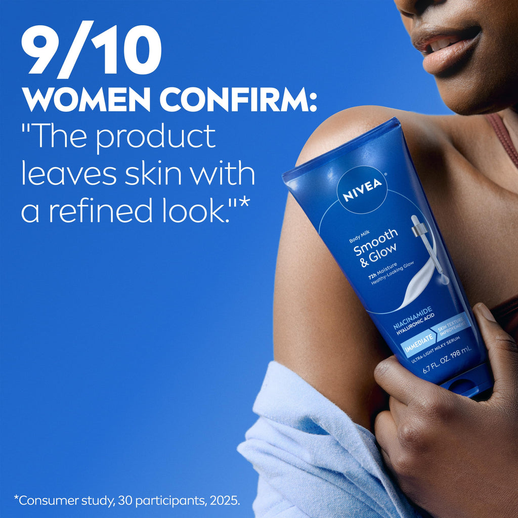 NIVEA Body Milk Smooth and Glow Ultra-Light Milky Serum, 6.7 FL OZ
