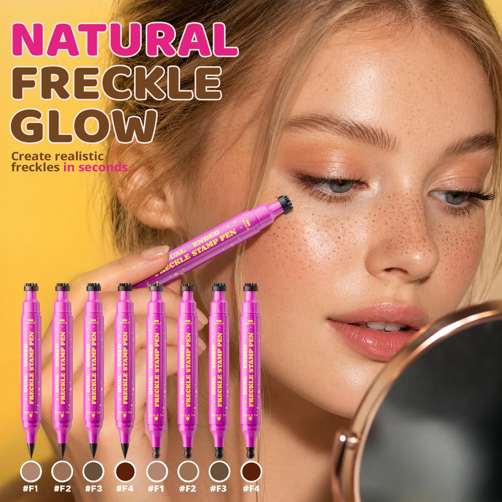 Create realistic freckles easily with the Dual-Ended Freckle Stamp Pen. Available online, order now for a natural glow!