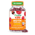 Lifeable Kids Biotin Gummies | 5,000mcg | Great Tasting Natural Flavor Biotin Supplement | Vegan Hair Gummies | for Hair Skin and Nails | 90 Gummies