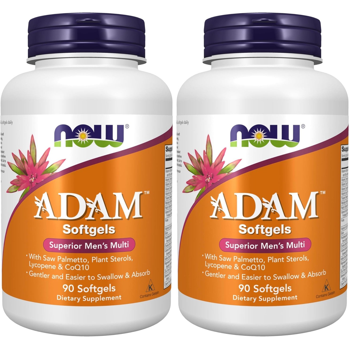 NOW Foods Supplements, ADAM™ Men's Multivitamin with Saw Palmetto, Plant Sterols, Lycopene & CoQ10, 180 Softgels